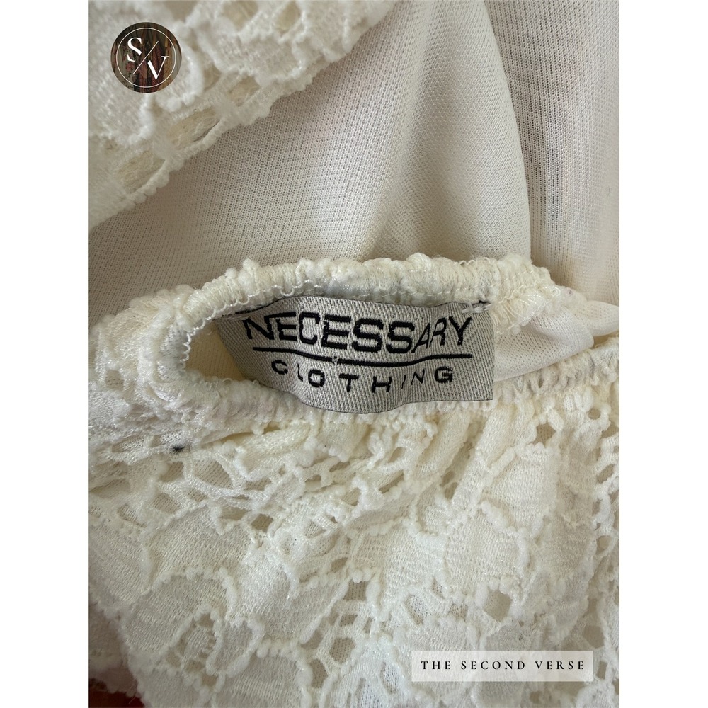 Necessary Clothing Maxi Dress Womens Boho Coquette Lace Strapless Cutout Cream - Picture 11 of 12
